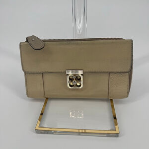 Chloe Long Beige Leather Wallet One Size